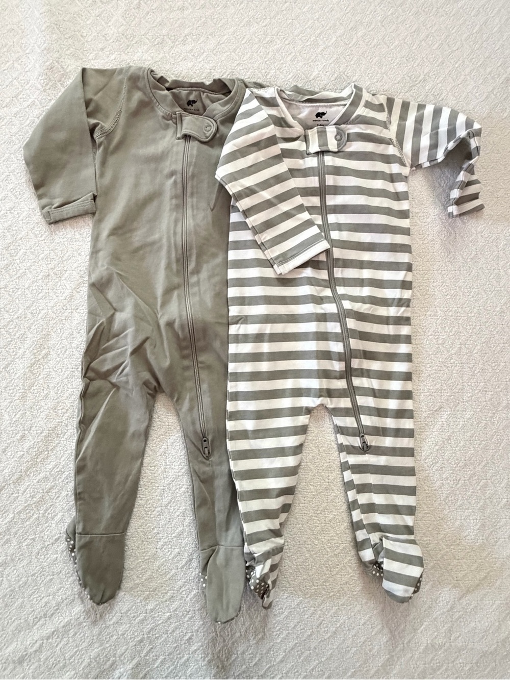Monica + Andy Gray and White Stripe and Solid Footie Sleeper Bundle